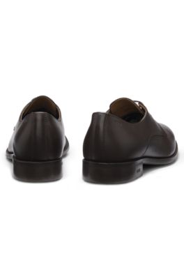 Embossed-logo Derby shoes in leather, Dark Brown