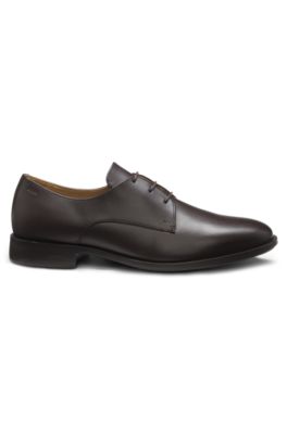 Embossed-logo Derby shoes in leather, Dark Brown