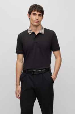 BOSS - Cotton-jersey T-shirt with signature-stripe cuffs