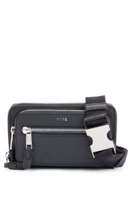 - with grained bag leather in logo BOSS Crossbody lettering