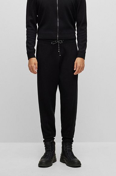 Pantalones de chándal regular fit de lana virgen, Negro