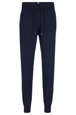 Hugo Boss Regular-fit Tracksuit Bottoms In Virgin Wool In Dark Blue