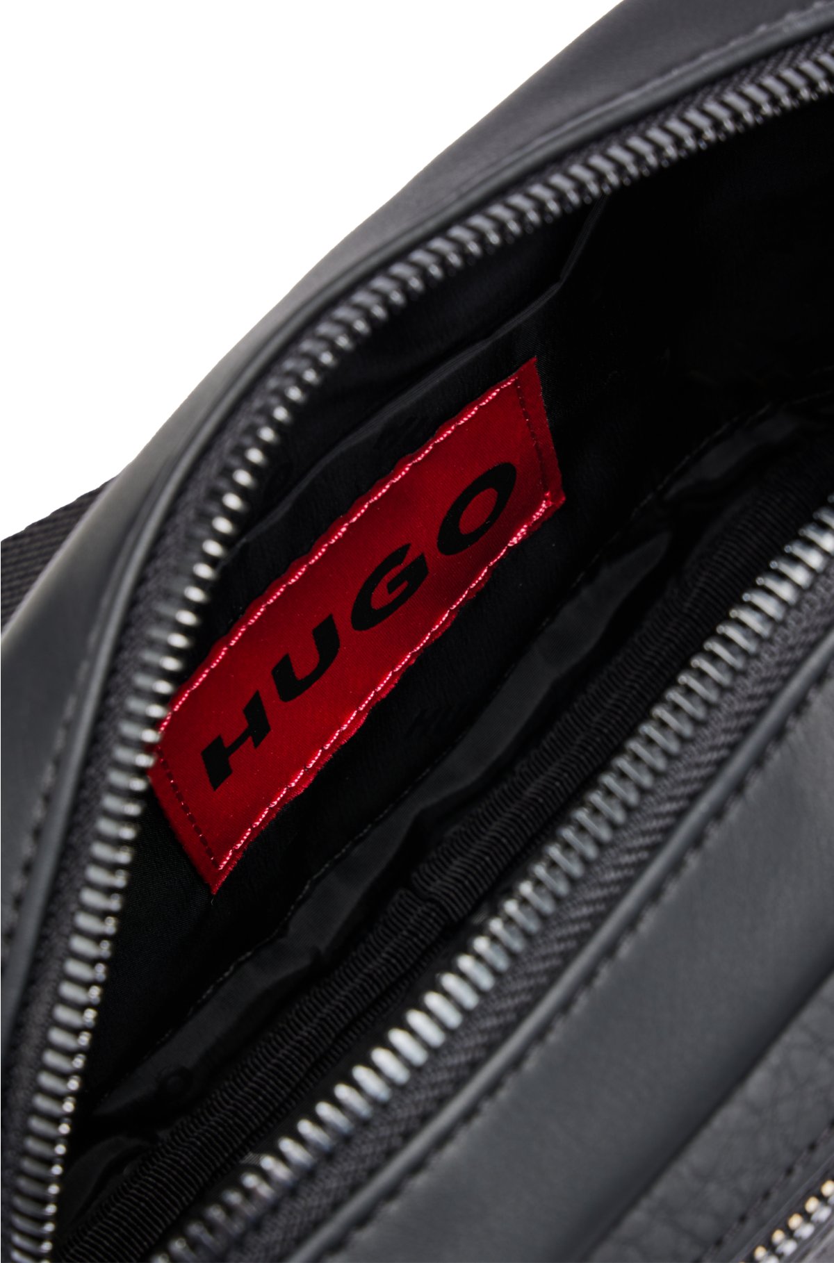 HUGO - Logo-lettering crossbody bag synthetic in coated fabric