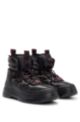 Padded winter boots with branded details and patterned laces, Black