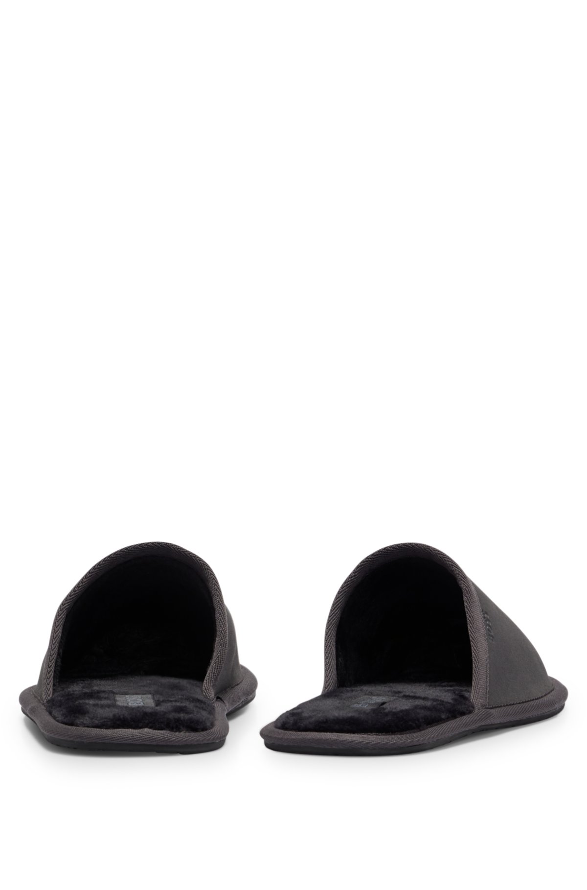 BOSS - Faux-suede slippers rubber sole