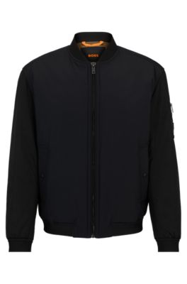 Hugo Boss Relaxed-fit Jacket In Mixed Water-repellent Materials In Black