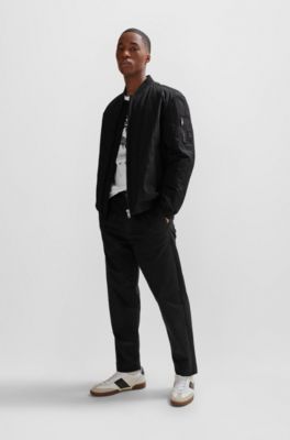 Relaxed-fit jacket in mixed water-repellent materials, Black