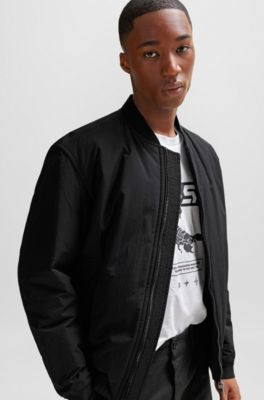 Relaxed-fit jacket in mixed water-repellent materials, Black