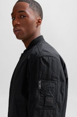 Relaxed-fit jacket in mixed water-repellent materials, Black