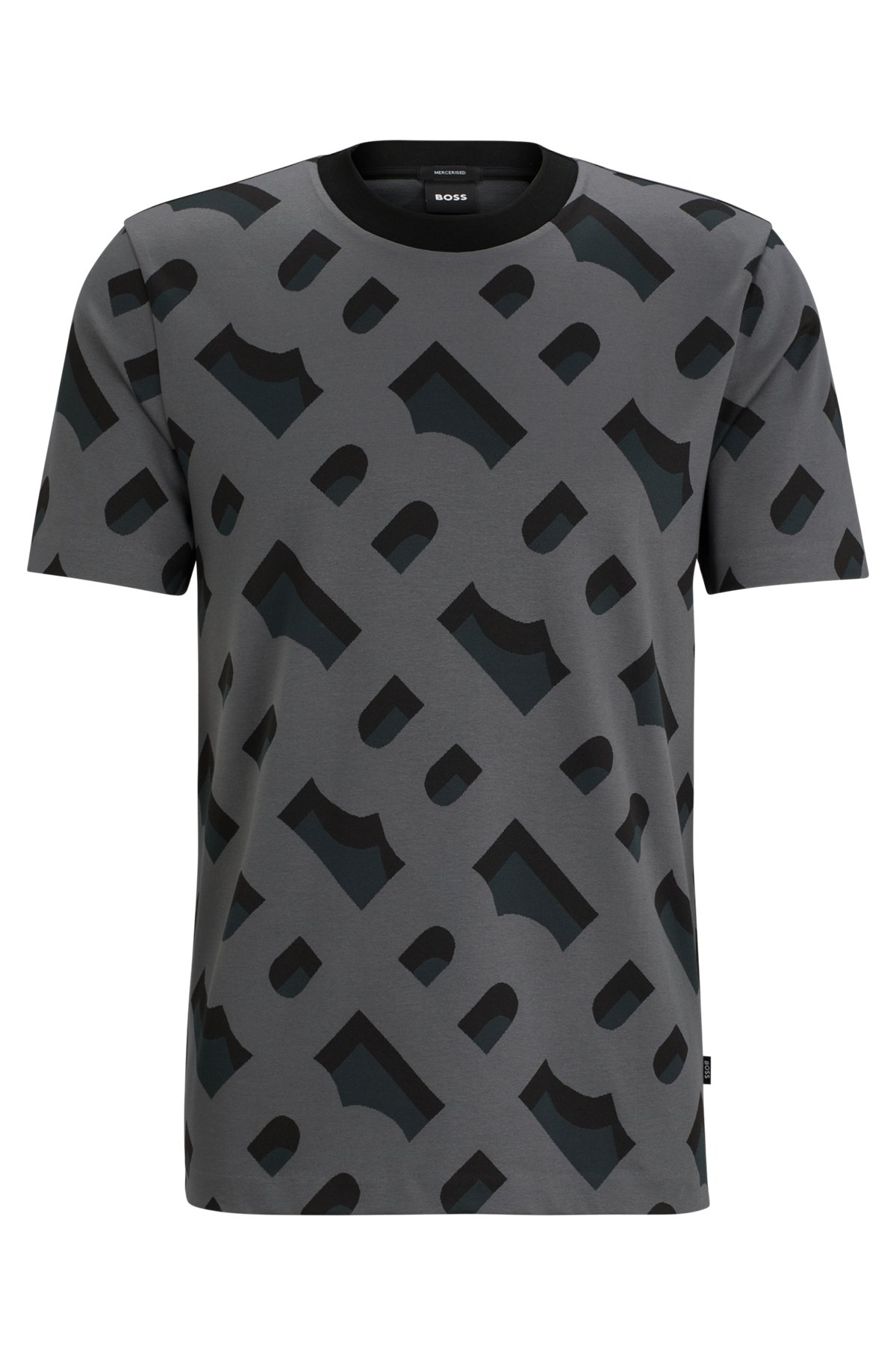 BOSS - Monogram-jacquard T-shirt in mercerized stretch BOSS - Monogram-jacquard T-shirt in mercerized stretch