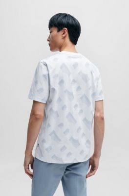 BOSS - Monogram-jacquard T-shirt in mercerized stretch cotton