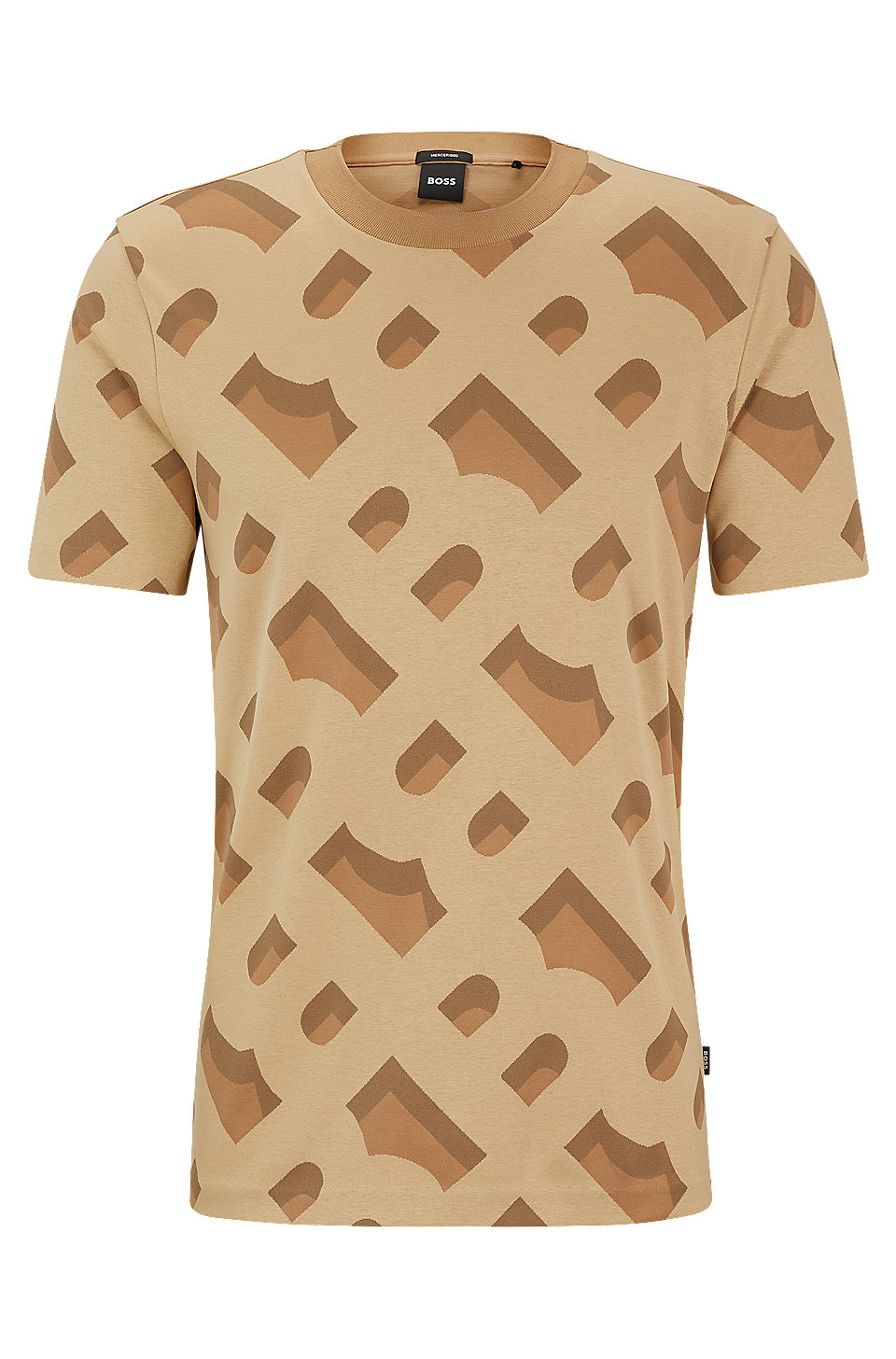 BOSS - Monogram-jacquard T-shirt in mercerized stretch BOSS - Monogram-jacquard T-shirt in mercerized stretch