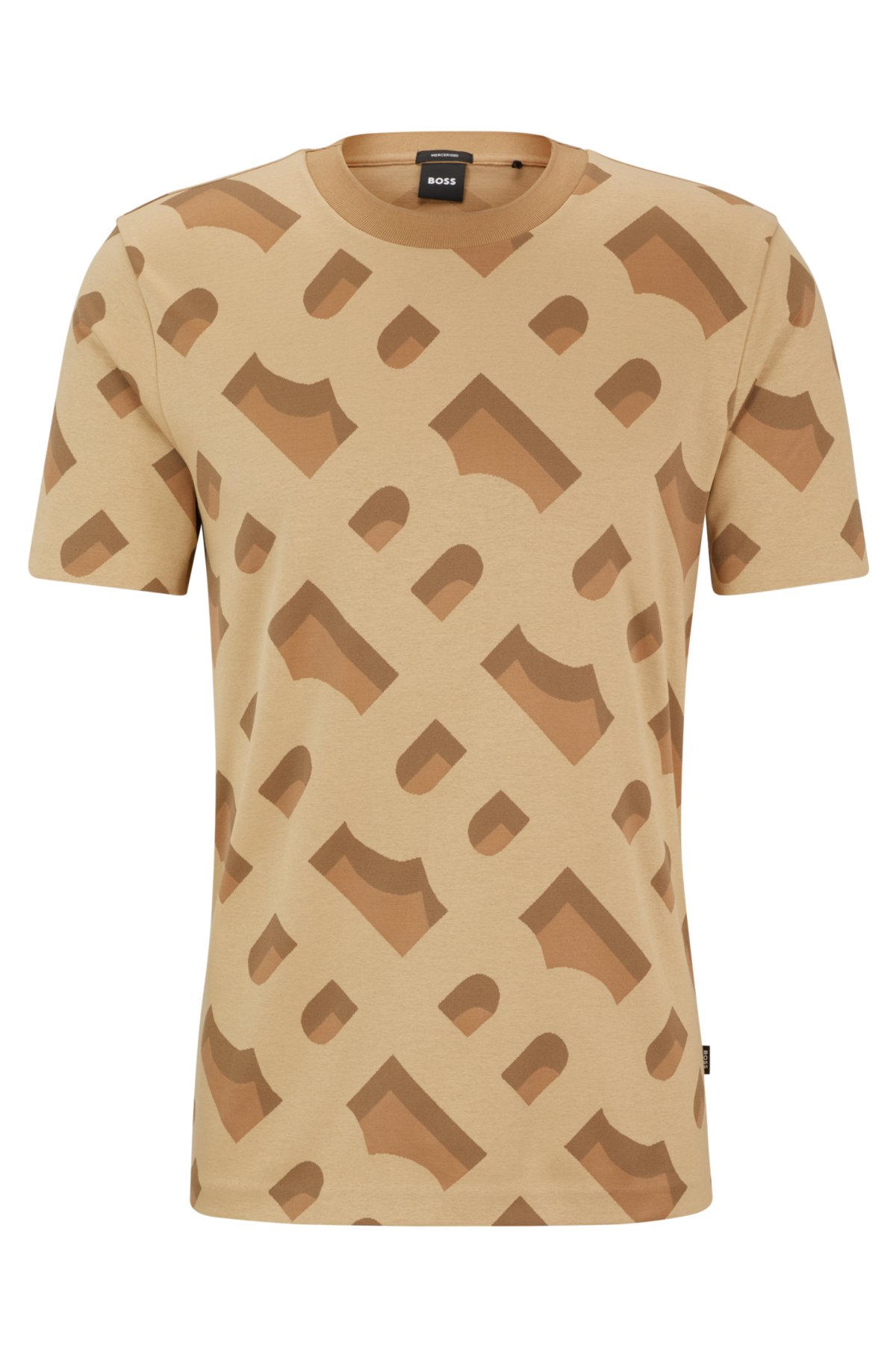 Cotton T-shirt with an all-over print - beige