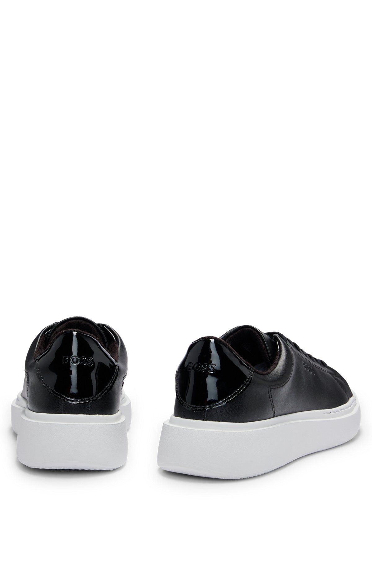 Logo-embossed cupsole trainers with glossy backtab, Black