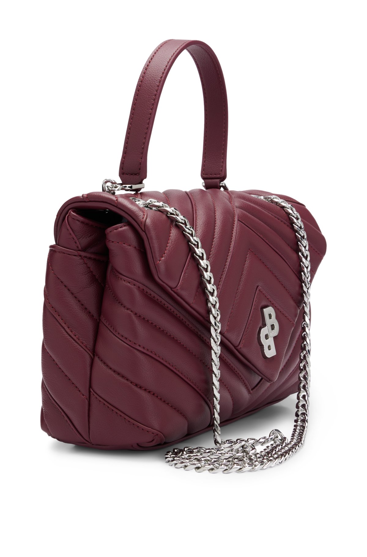 BOSS - Quilted shoulder bag with monogram trim and chain