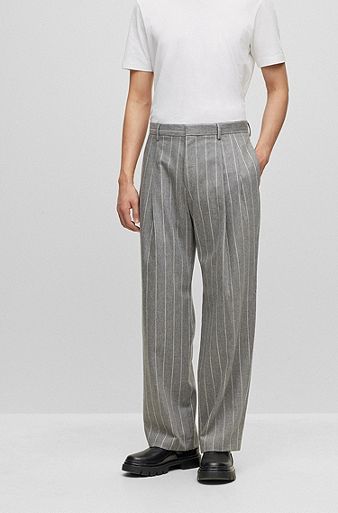 All-gender relaxed-fit pants in virgin wool and cashmere, Grey