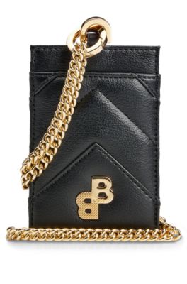BOSS - Quilted card holder with chain strap and monogram trim
