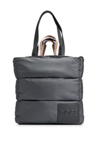 Padded tote bag with embossed-logo patch, Black