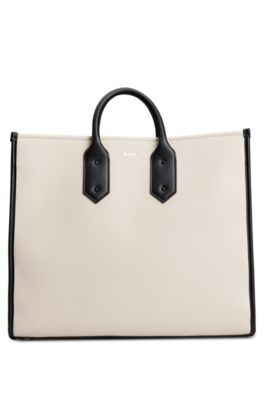 Hugo Boss Tote Bag In Synthetic Fabric With Logo Details In White