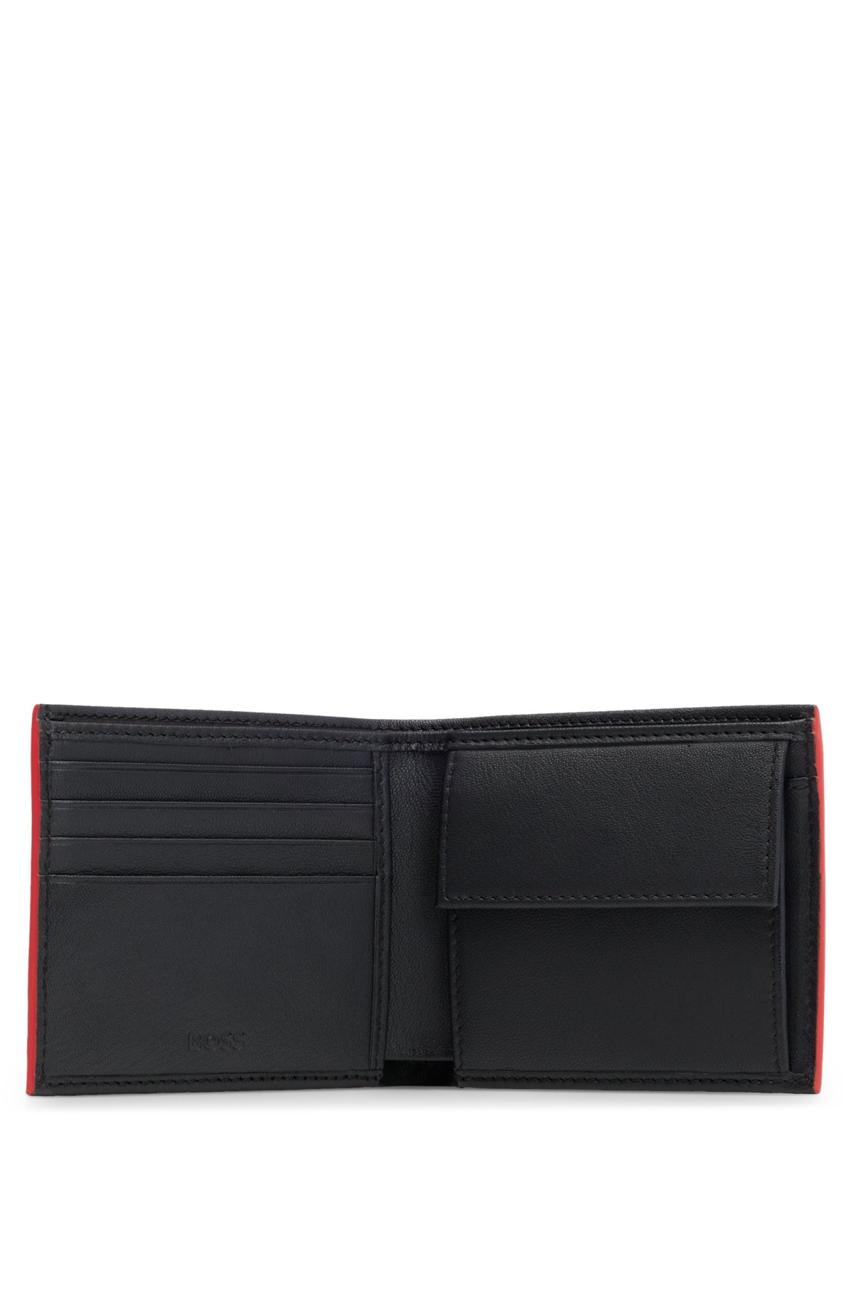 Logo-embossed leather wallet with coin pocket, Black