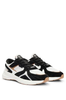 BOSS - Mixed-material sneakers with suede and mesh