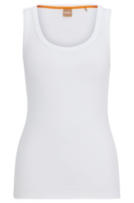 Hugo Boss Stretch-cotton Slim-fit Vest With Ribbed Structure In White