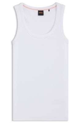 Hugo Boss Stretch-cotton Slim-fit Vest With Ribbed Structure In White