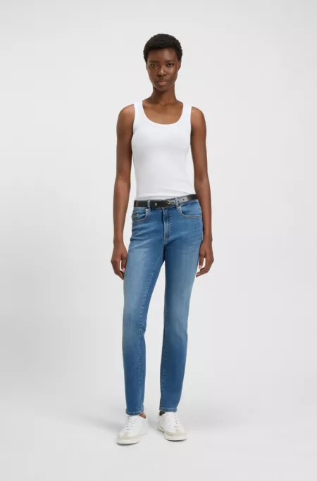 Ribbed top in stretch cotton