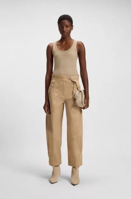 Ribbed top in stretch cotton