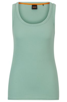 Hugo Boss Stretch-cotton Slim-fit Vest With Ribbed Structure In Light Green