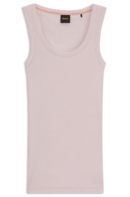 Camiseta sin mangas slim fit de algod&oacute;n el&aacute;stico con estructura de canal&eacute;, Pink