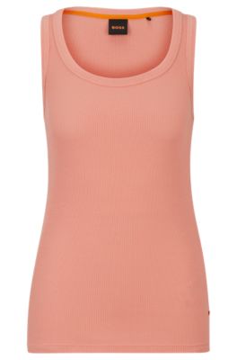 Hugo Boss Stretch-cotton Slim-fit Vest With Ribbed Structure In Light Orange