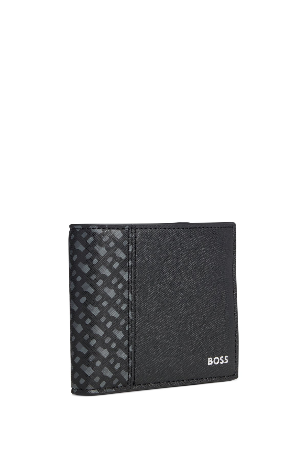 Structured wallet with monogram detailing, Black