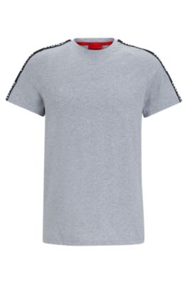 HUGO Relaxed-fit tape T-shirt cotton logo - in with stretch