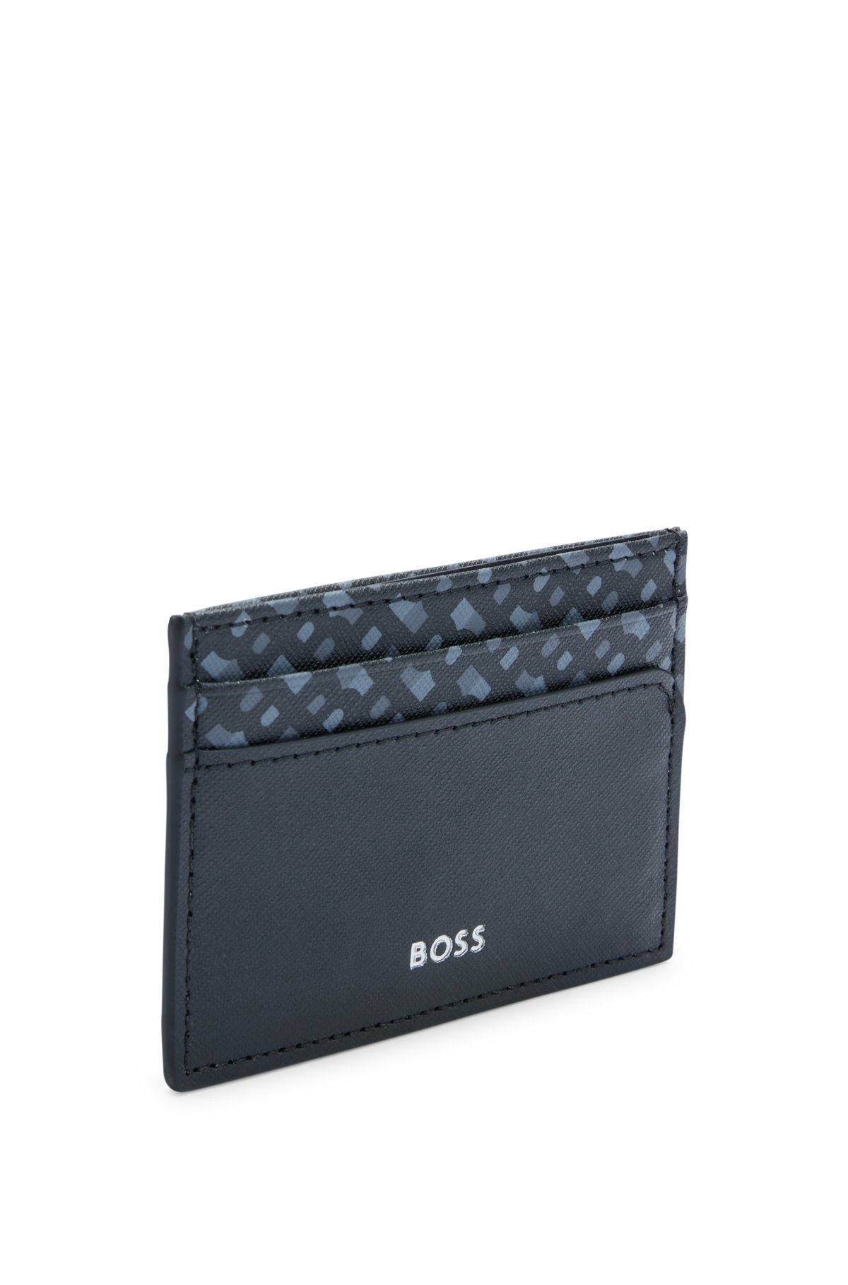 BOSS - Structured card holder with monogram print