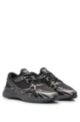Mixed-material sneakers with mesh and synthetic coated fabric, Black