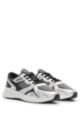 Mixed-material sneakers with mesh and synthetic coated fabric, Silver
