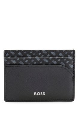 Structured money-clip card holder with logo lettering