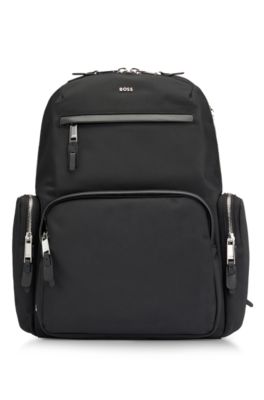 Hugo Boss Multi-pocket Backpack With Logo Lettering In Black