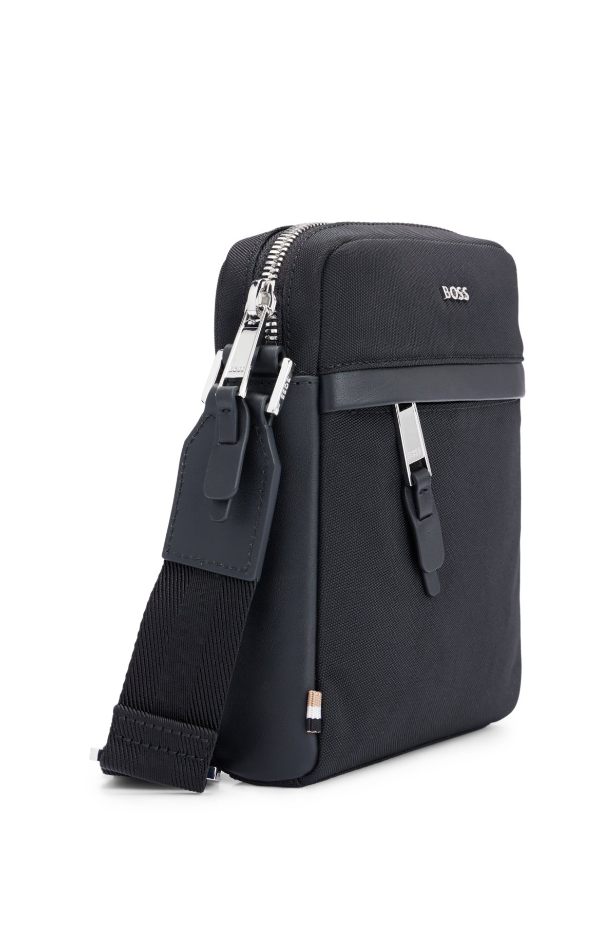 BOSS logo - Structured-material reporter bag with lettering