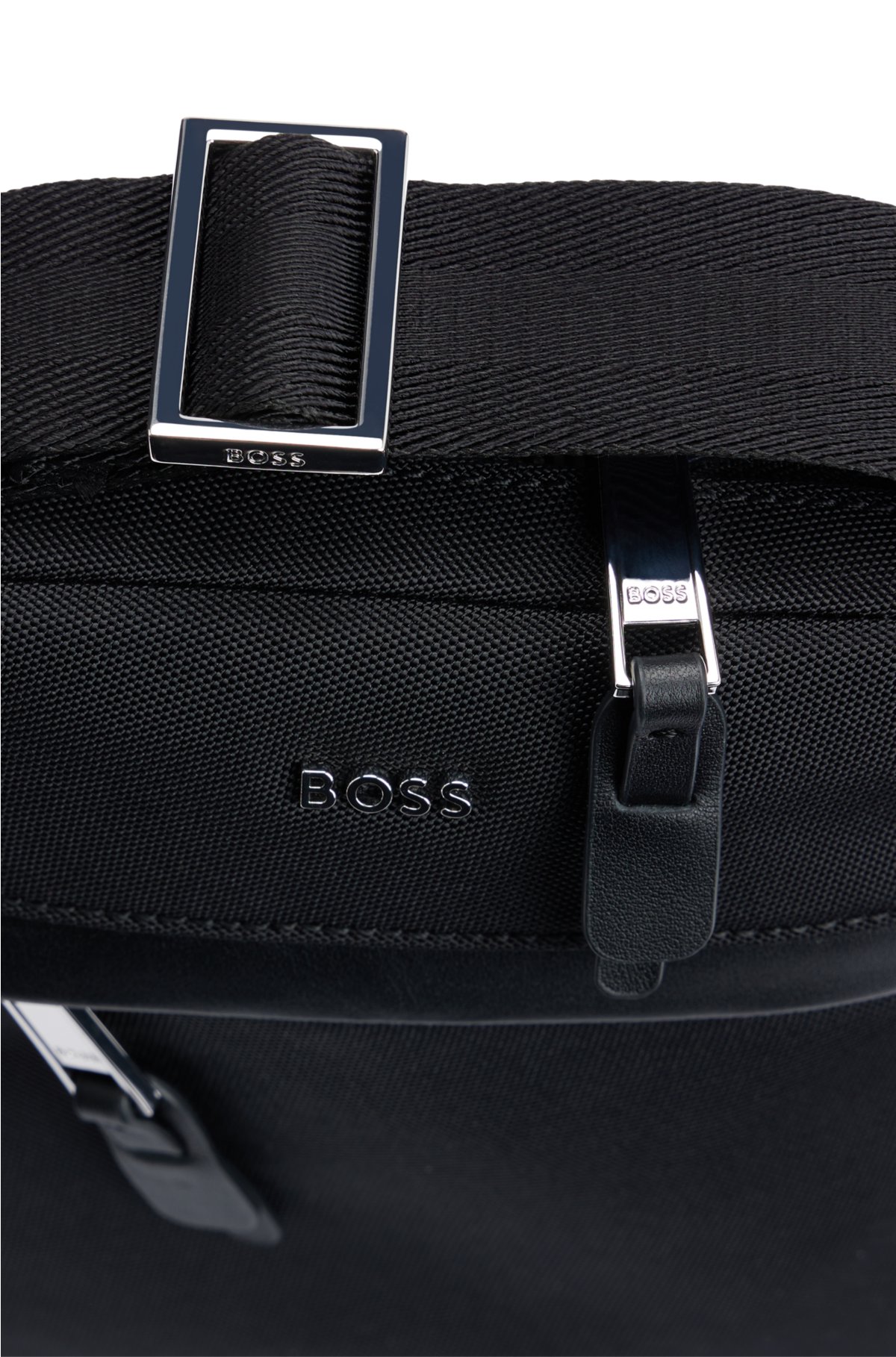Structured-material logo - lettering BOSS with reporter bag