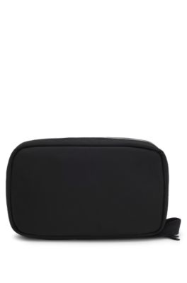 Zip-around toiletry bag in structured nylon, Black