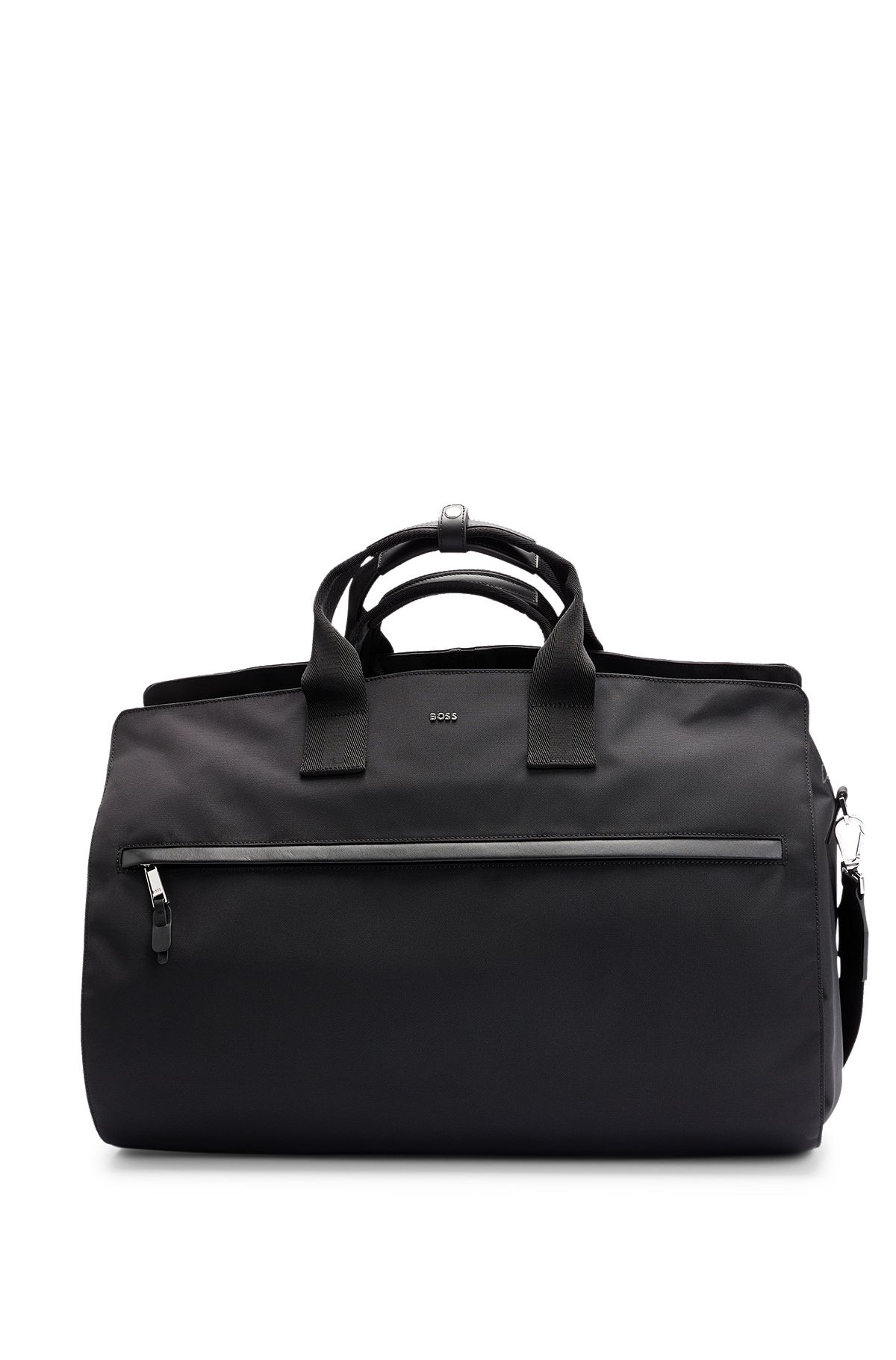 Garment bag with top handle and detachable shoulder strap, Black