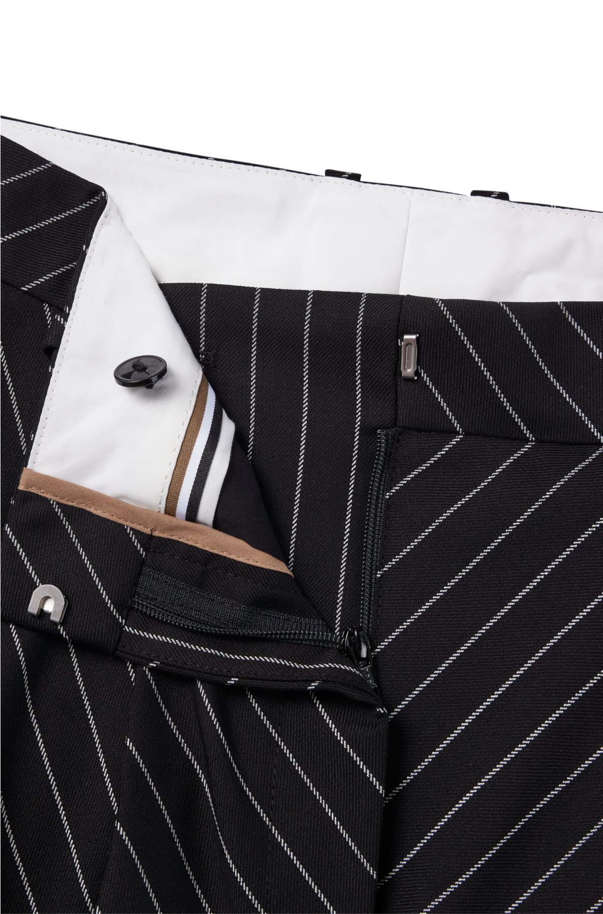 Dark Men's Business Work Formal Stretch Suit Trousers Striped Slim