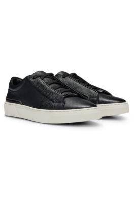 HUGO - Patent-leather Oxford shoes with stacked logo