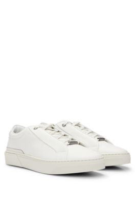 HUGO BOSS GARY GRAINED-LEATHER TRAINERS WITH LOGO LACE LOOP