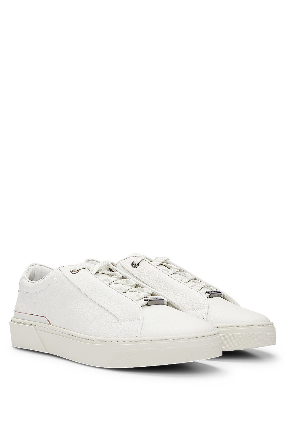 BOSS - Grained-leather trainers with contrasting details