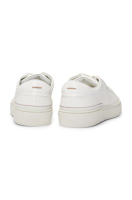 Gary grained-leather trainers with logo lace loop, White