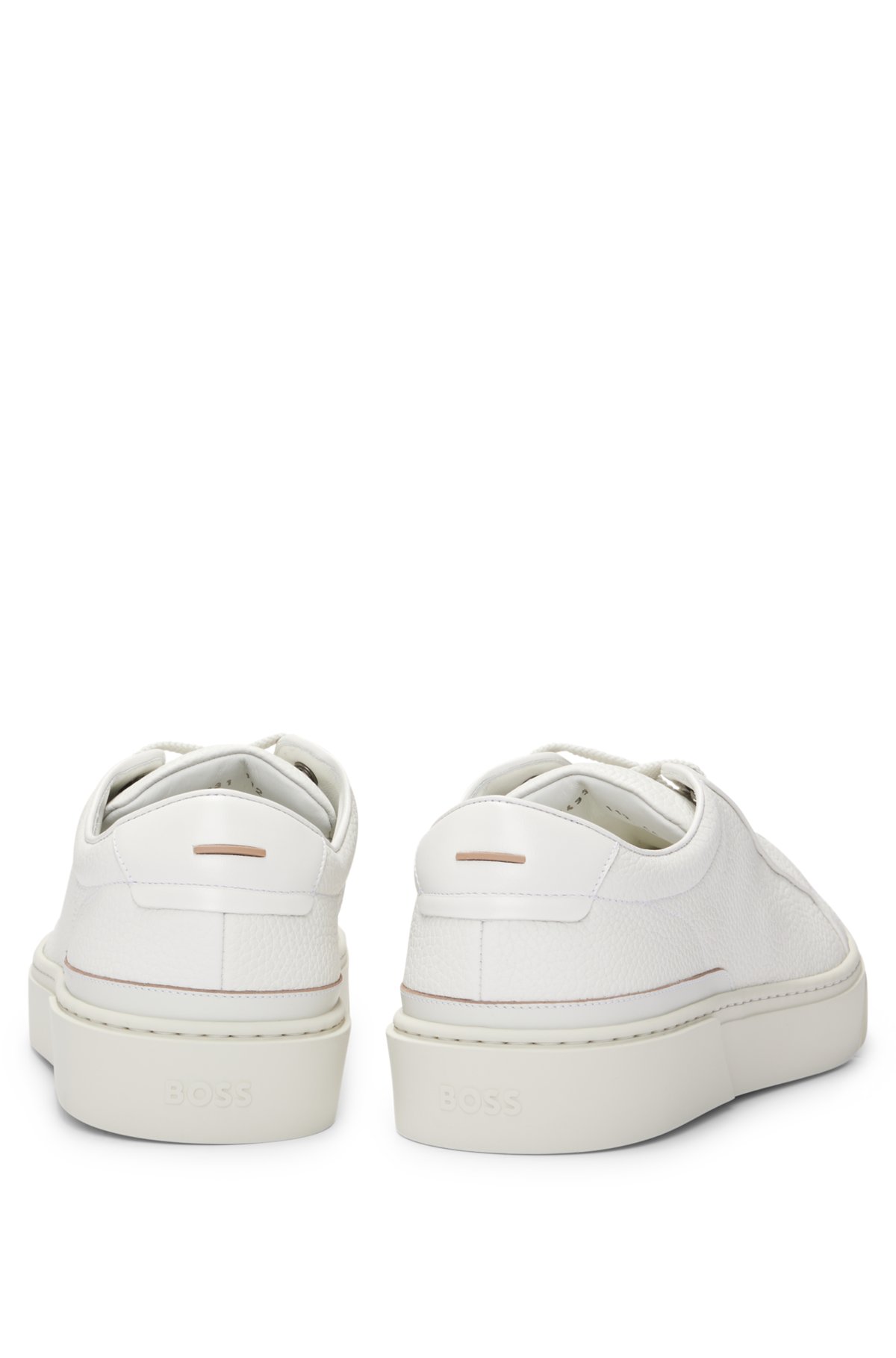BOSS - Gary grained-leather trainers with logo lace loop