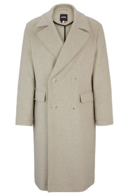 Shop Hugo Boss All-gender Relaxed-fit Coat In Wool In White